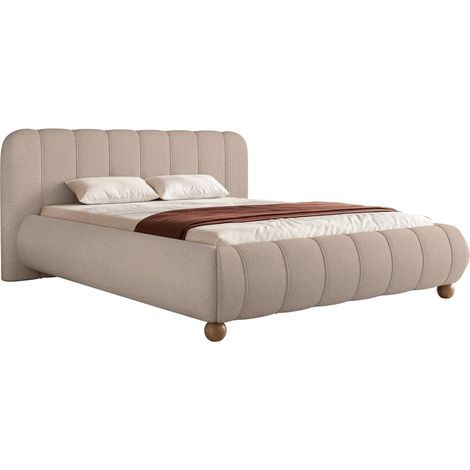 Selsey Malunna - Lit sur pieds boules 200x200 cm - chenille Grège (1/5)