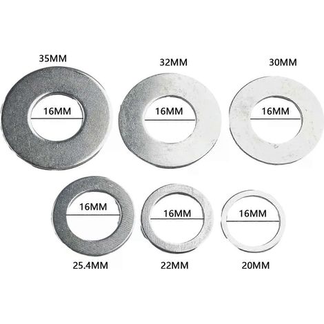 Lot de 6 bagues de réduction pour lames de scie circulaire 20/22/254/30/32/35 mm, avec joint d'orifice.