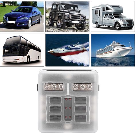 Boîtier porte-fusibles portable à 6 voies (24 fusibles à lames, 1 entrée, 6 sorties) avec indicateur LED, pour voiture, camion ou bateau. (1/5)