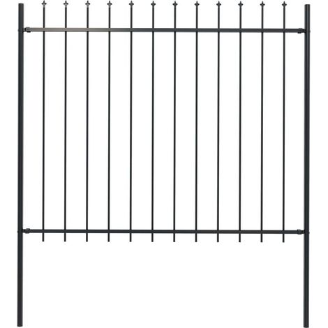 Clôture de jardin avec dessus en lance Acier 1,7 x 1,5 m Noir (1/5)
