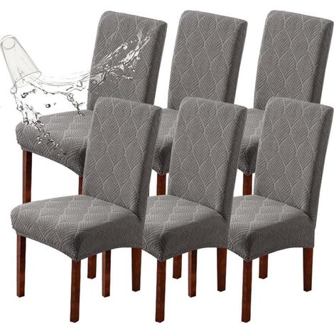 Stuhlhussen 6er Set Wasserdicht Stretch Elastisch Waschbar für Esszimmerstühle (1/5)