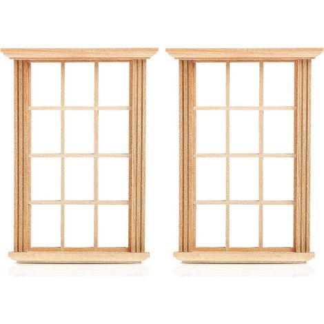 Décoration de fenêtre pour mini maison de poupée, décoration en bois imitation chocolat, ensemble de 2 pièces (1/2)