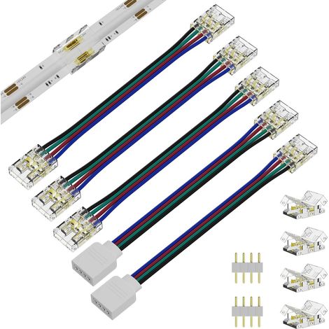 Lot de 11 Connecteurs LED 10mm 4 Broches pour Ruban COB - Kit de Connexion Rapide RGB, Accessoire de Montage pour Bande Lumineuse (1/5)