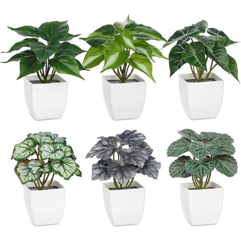 Kunstpflanze 6er Set 15 cm Topf Weiß Wohnzimmer Bad Type5 (1/5)