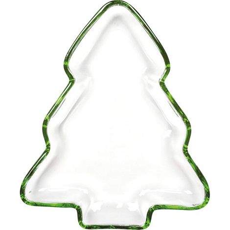 Coupe en Verre en Forme de Sapin de Noël Bol de Table avec Bord Rouge 20 x 17 x 2,5 cm - PANGIVO (1/4)