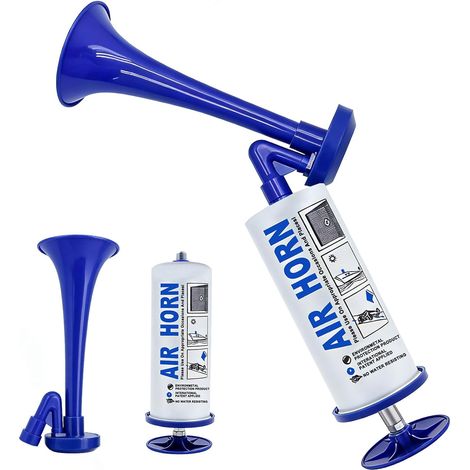 Corne de Brume, 118 dB Trompette Modèle Portable Klaxon à Air Portable Klaxon pour le Football Stades Bateaux et L'ambiance des Fêtes (Bleu) (1/5)