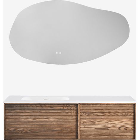 Set di mobile bagno sospeso 140x50 cm in legno con lavabo integrato Solea SKLUM (1/5)