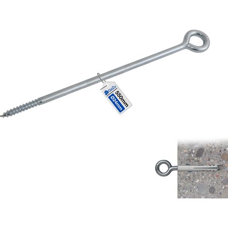 Lot de 16 Boulon à œil galvanisé 500 mm – Tige filetée robuste avec anneau fermé – Piton à visser pour fixation bois et méta – GeZu Impex