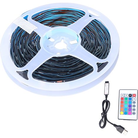 Ortviai Bande LED RGB Bluetooth 15 m avec télécommande 24 touches et batterie intégrée (1/5)