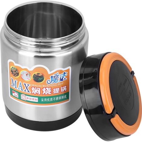 Boîte Repas Isotherme Acier Inoxydable 3 Couches 1800ML pour Conservation de Chaleur (1/5)