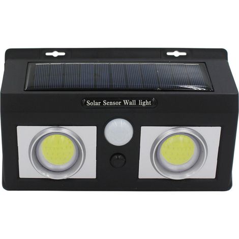 Solar-LED-Wandleuchte mit 2 Leuchten, Dämmerungs- und Bewegungsmelder, Schwarz, 7500 K, 20000 Std., 7hSevenOn