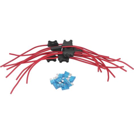 10 Porte-fusibles automobiles en cuivre sans oxygène avec faisceau 16AWG - Lot de 10 fusibles à lame 15A (1/5)