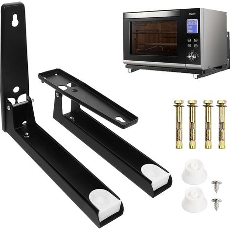 2 Pièces Support Mural Micro Onde, Support Micro Onde Mural,Installation Murale Micro-Ondes Support, Charge Maximale 50 KG, Étagère Universelle Avec Vis Pour Four à Micro-Ondes (1/5)
