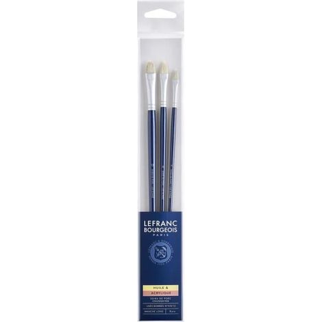 LEFRANC BOURGEOIS Assortiment 3 pinceaux - Usé bombé n°4-8-12 - Manche long