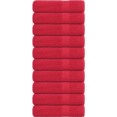 Serviettes de douche FROGN, lot de 10, rouges, 70 x 140 cm, 360 g/m²