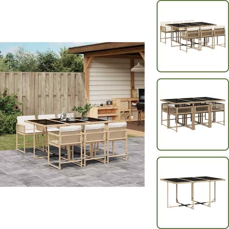 Cojines para sillas - vidaXL Set comedor de jardín 7 pzas con cojines ratán sintético beige - Muebles de exterior