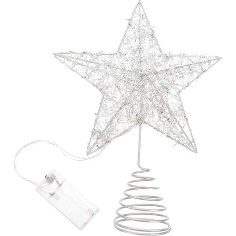 Étoile Pour Sapin De Noël - 25 x 20 cm - À LED - Décoration Intérieure Et Extérieure - Blanc - 1 Pièce (1/5)