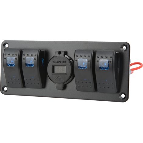 4-in-1-Kombinationsschalterfeld mit zwei USB-Ladegeräten und LED-Spannungsanzeige für UTV, ATV, LKW, Anhänger, Bus, Yacht, Boot (1/5)