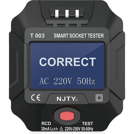 NJTY 220–250 V Steckdosentester, LCD-Digitalanzeige, intelligenter Steckdosendetektor