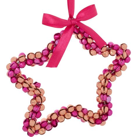 Tannenbaum-Anhänger in Form einer Glocke aus rosa und goldenem Metall, 11 cm - (1/5)