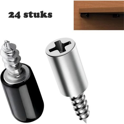 Set di 24 staffe per mensole, staffe per mensole per armadi con manicotti antiscivolo, perni di supporto per mensole, chiodi di supporto, perni per mobili, chiodi per armadi, metallo nichelato per (1/5)