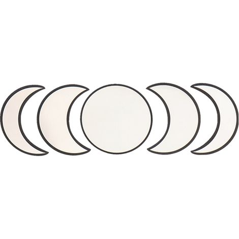 Espejo decorativo de madera “Lunar” [juego de 5] con marco de madera y panel de cristal acrílico [26,5 cm de diámetro] para una decoración de pared natural y bohemia. (1/5)