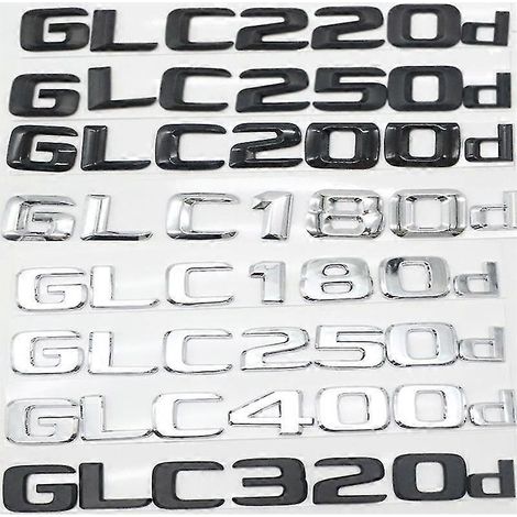 Für C253 2014–2020 GLC180d, GLC200d, GLC220d, GLC350d, GLC500d, GLC320d Emblem Logo Schriftzug Aufkleber – GLC500d-14-16 Glänzend Schwarz