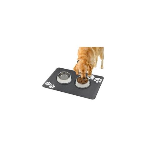 Futtermatte für Hunde – Saugfähige Napfunterlage für Böden 60 x 40 cm – Futtermatte für Hunde und Näpfe – Rutschfest, Grau – Leicht zu reinigende Schale für Katzen – Crezuo