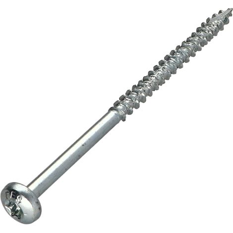 Vis bois TEKOR Tête ronde TR TORX T30 6X100 Filetage partiel Pointe antifendage type 17 Acier zingué