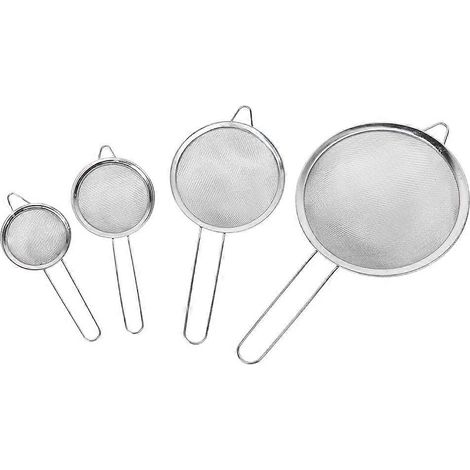 Mehlsieb aus Edelstahl, 4er-Set, manuelles Sieb zum Backen und Kochen, professionelles Filterwerkzeug (1/5)