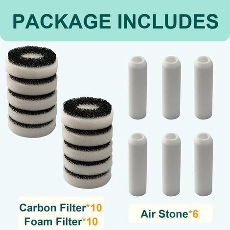 Kit de cartouches filtrantes de remplacement pour aquarium biOrb - 10 filtres à charbon, 10 filtres en mousse et 6 diffuseurs d'air - Filtration en 3 étapes pour eau claire