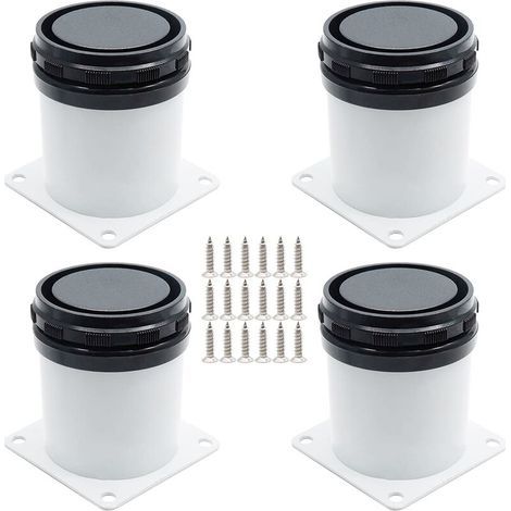 Ensemble de 4 Pieds de Meuble Réglables en Acier Inoxydable avec Vis - Blanc, Hauteur de 5cm- (1/5)