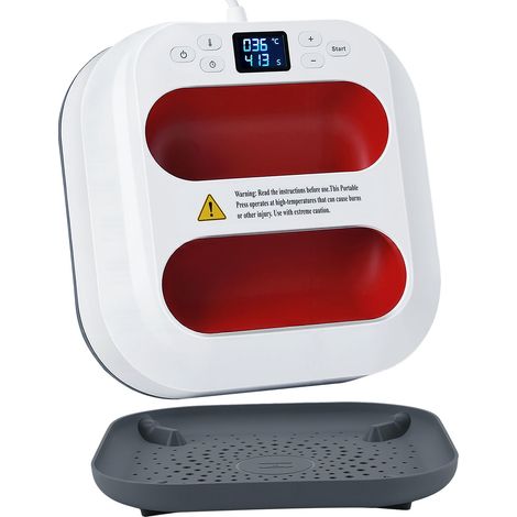 Jiubiaz Pressa a trasferimento digitale 9x9 pollici 1000 W per magliette, tessuti, pellicola flessibile, pellicola termotrasferibile e sublimazione, rosso-bianco (1/5)