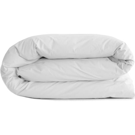 Housse de couette uni percale de coton MANOIR 260x240 cm (1/5)