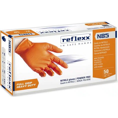 Gants en nitrile Reflexx N85 sans poudre 100 % sans latex 8,4 g Cat. 3 50 pièces M