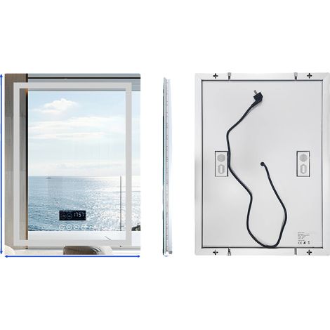 Miroir de Salle de Bain Éclairé, Haut-Parleur Bluetooth, Fonction Anti-Buée, 70x90cm (28x36 inch) (1/2)