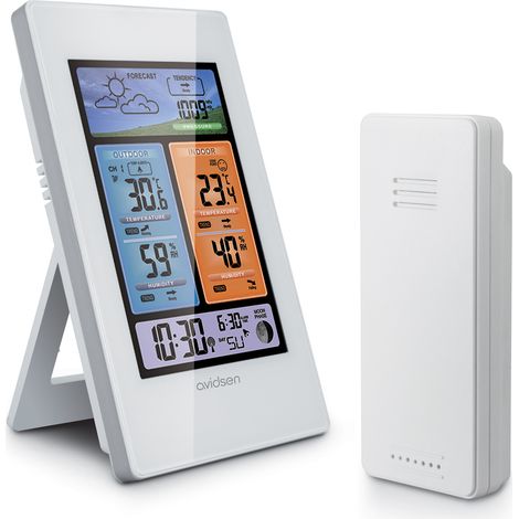 Wetterstation im Hochformat mit Hintergrundbeleuchtung und Mondzyklusanzeige - Avidsen - 107251
