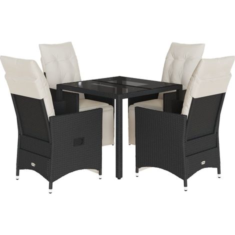 vidaXL Set da Pranzo da Giardino 5 pz Nero con Cuscini in Polyrattan (1/5)