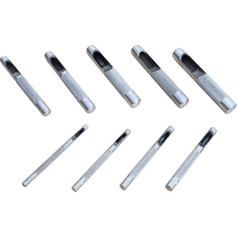 KesTek Locheisen Satz Lochstanzer Lederstanzer Hohlpfeifen Set 9tlg 3 bis 12mm (1/4)