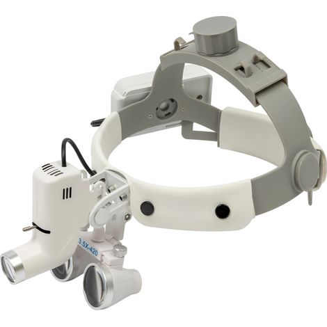 Lupa binocular médica, luz LED regulable, diadema ajustable. (1/2)