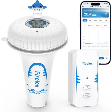 Thermomètre Piscine Connecté WiFi Combinaison, Étanche IPX7, Contrôle APP, Alarme de Température Intelligente pour Bassin,Spa,Étang (1/5)