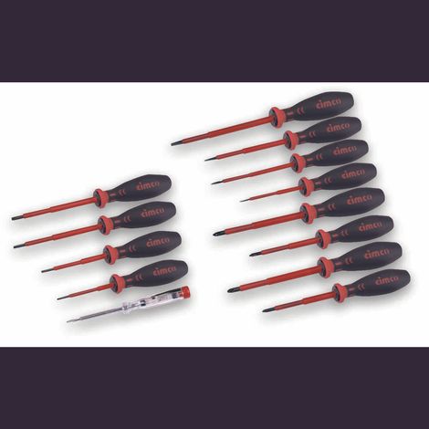 Cimco VDE Kit cacciaviti 13 parti Taglio, Croce Phillips, Croce Pozidriv, TORX interno (1/3)