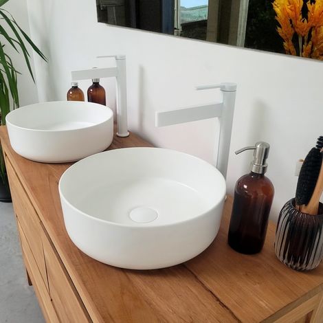 Mitigeur de lavabo cascade blanc, Vito (1/5)