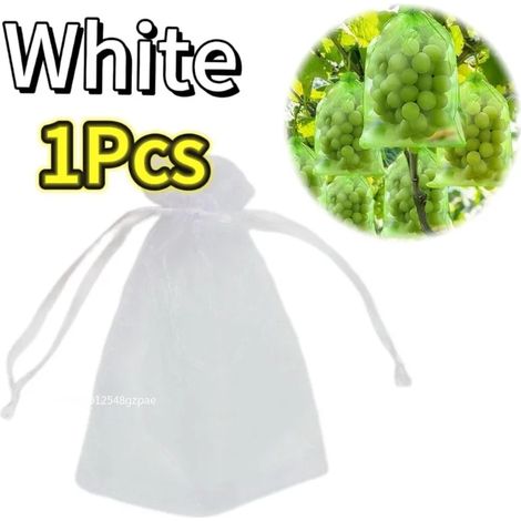 (Blanc - 1 pièce, 20 x 30 cm) Sacs de protection pour fruits avec cordon de serrage, réutilisables, en filet anti-insectes, pour arbres fruitiers et plantes - Fournitures de jardinage (1/4)
