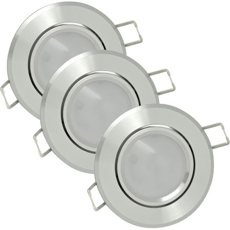 3 spots encastrés ronds orientables alu argent GU10 (1/5)