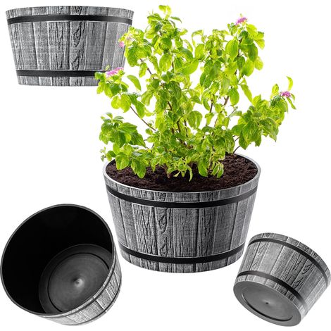 KADAX Blumentopf, aus Kunststoff, runder Pflanzkübel, 40 cm, Hellgrau (1/5)