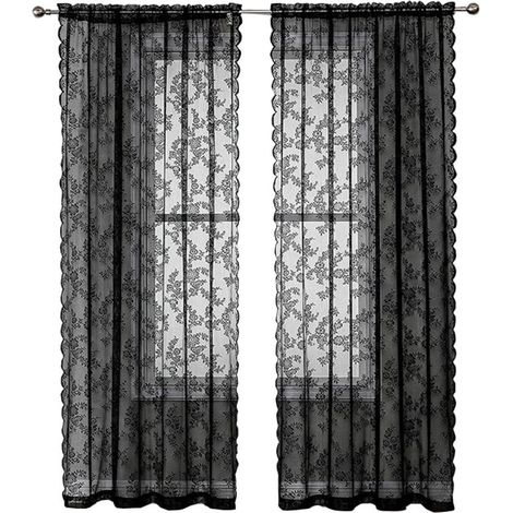 2 Panneaux Rideau, Dentelle, Motif floral, Vintage, Polyester, Salon, Chambre (1/5)