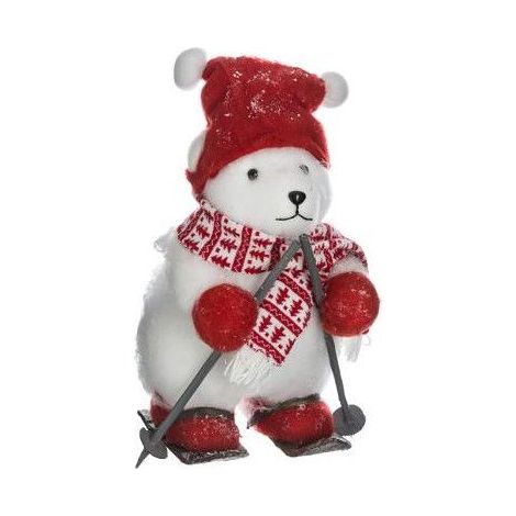 Décoration ours polaire - L 28 cm x l 25 cm x H 40 cm - Ski - Livraison gratuite