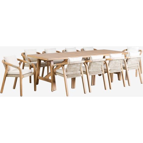 Set de Mesa Rectangular (260x100 cm) y 10 Sillas de Comedor en Madera de Acacia Dubai SKLUM (1/5)