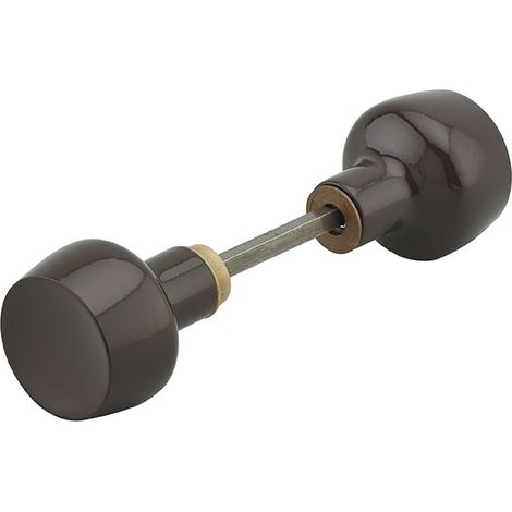 Coppia di pomoli rotondi laccati marroni, 1 battuta, quadro 6 mm, lunghezza 100 mm – THIRARD